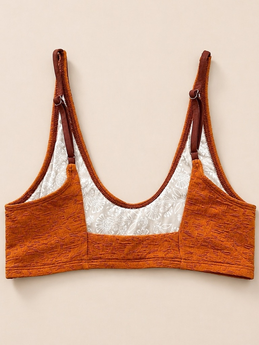 Free People Beach Farrah Dylan Bikini Top Honey Ginger M NWOT Textured Boho Swim - Picture 4 of 6